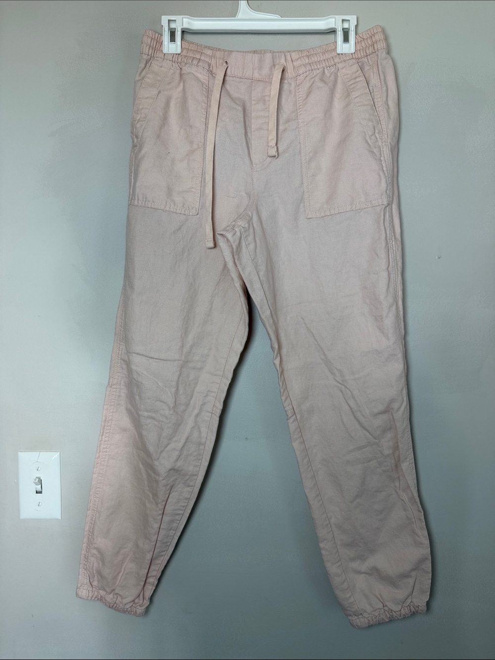 GAP Pale Blush Elastic Cuff Casual Linen Pants. Size Small
